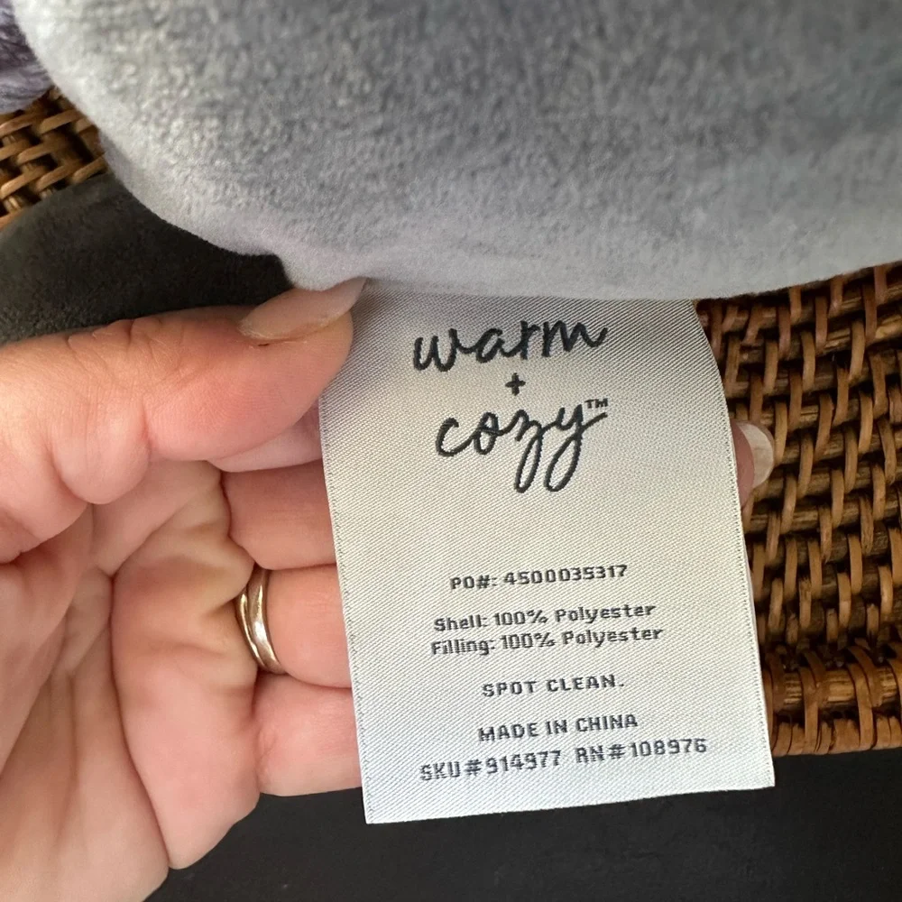 Warm + Cozy Gray Plush Dog Huggable Friend Blanket Set New